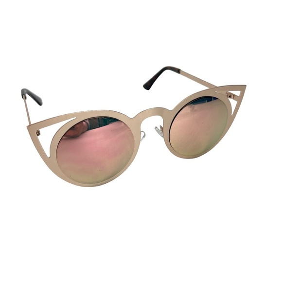 SUNGLASSES Sun Glasses Shades Rose Gold Metal Frames Pink Mirror Lenses UV400 - Picture 1 of 15